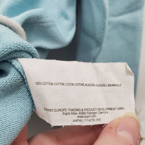 Esprit Womens Y2K Baby Blue White Trim Preppy Academia Long Sleeve Knit Top US L - Picture 6 of 7